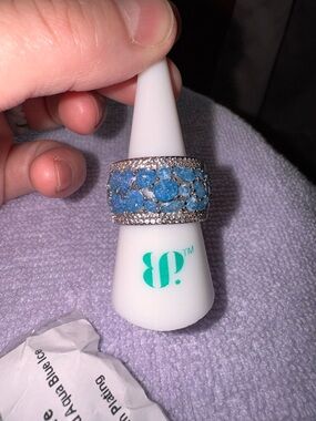 bp Blue Crystal Pavé Wide Band Ring